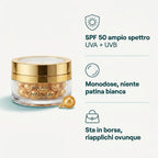 SPF 50 ampio spettro, monodose, sta in borsa
