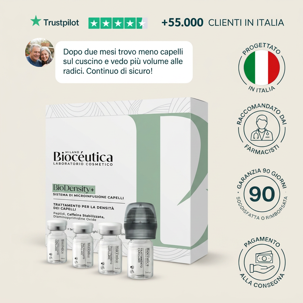 BioDensity+ sistema di microinfusione capelli, box con fiale e applicatore