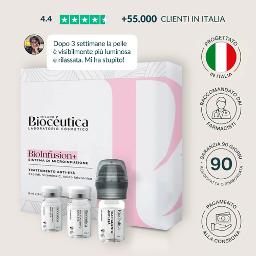 BioInfusion+ Sistema di Microinfusione - confezione, tre fiale Trattamento Anti-Eta e dispositivo a microaghi