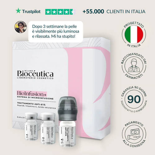 BioInfusion+ Sistema di Microinfusione - confezione, tre fiale Trattamento Anti-Eta e dispositivo a microaghi