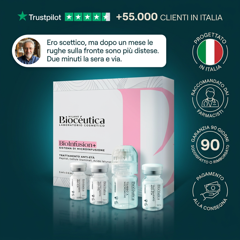 BioInfusion+ sistema di microinfusione uomo, box con fiale e applicatore